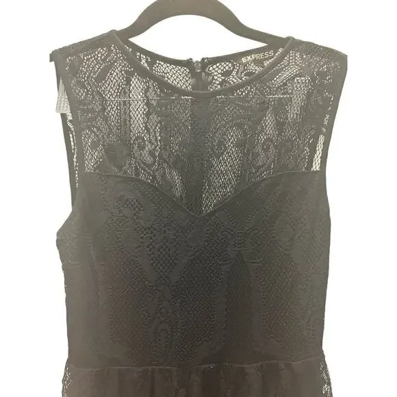 Express Black Lace Sheer Dress - Picture 3 of 5